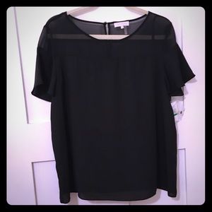 1.State Black Sheer Yoke Short Sleeve Top - NWT